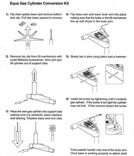 Herman Miller Equa Gas pneumatic Cylinder Conversion Kit
